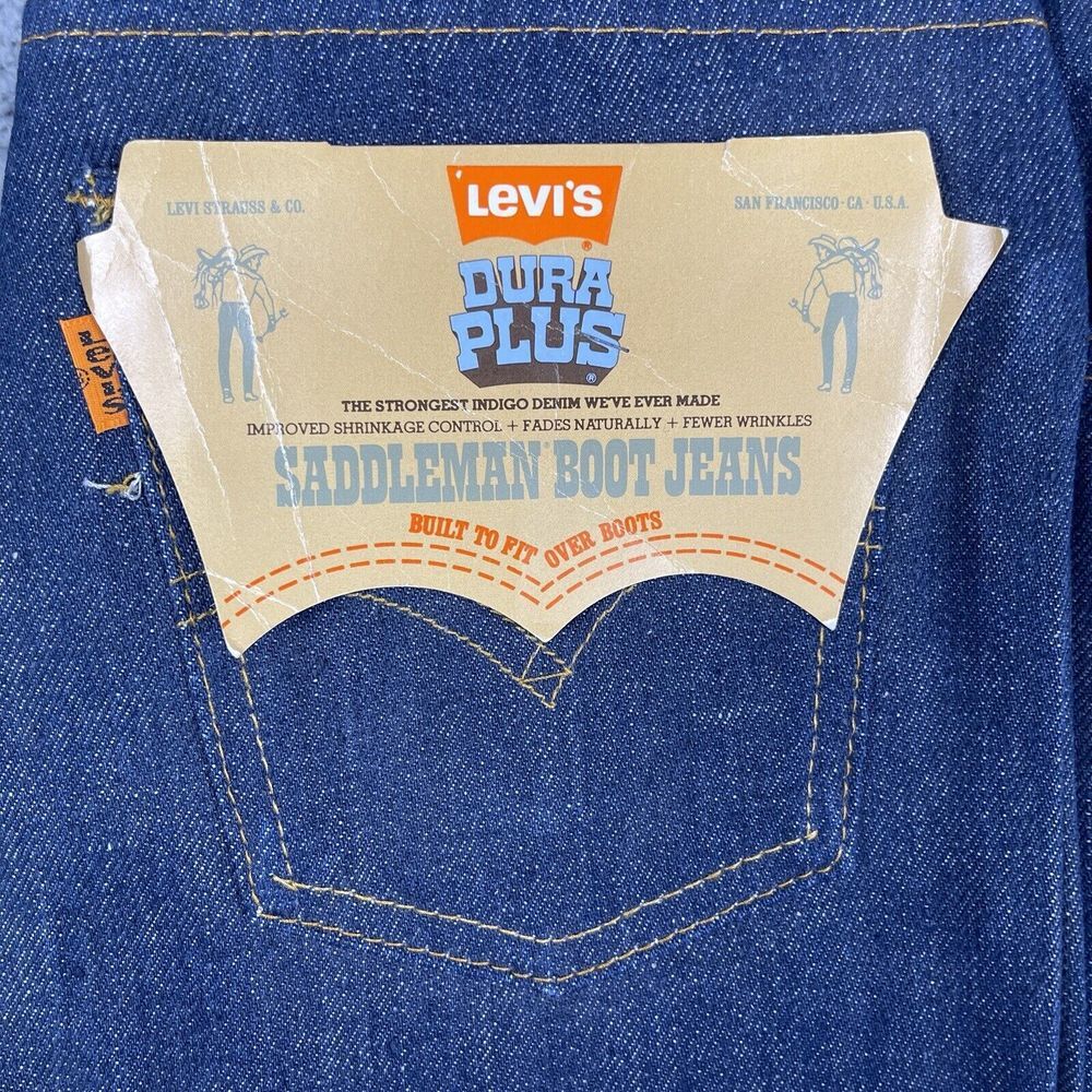 VTG Deadstock Levis Saddleman Jeans Womens 26x29 Raw Denim USA Orange Tab 80s - Picture 2 of 16